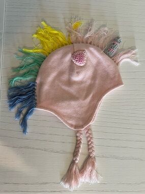 Angel Dear Pink Knit Unicorn Hat with Multicolor Mane